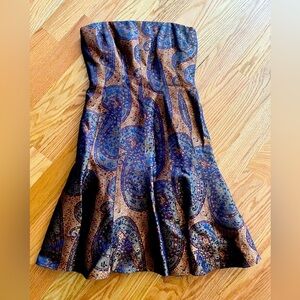 David Meister Paisley Tulle Strapless Cocktail Dress - Size 4